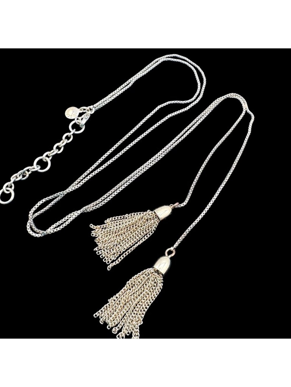 j Crew Lariat Tassels Y Drop necklace Gold Tone 34" Hollywood Regency Old Money